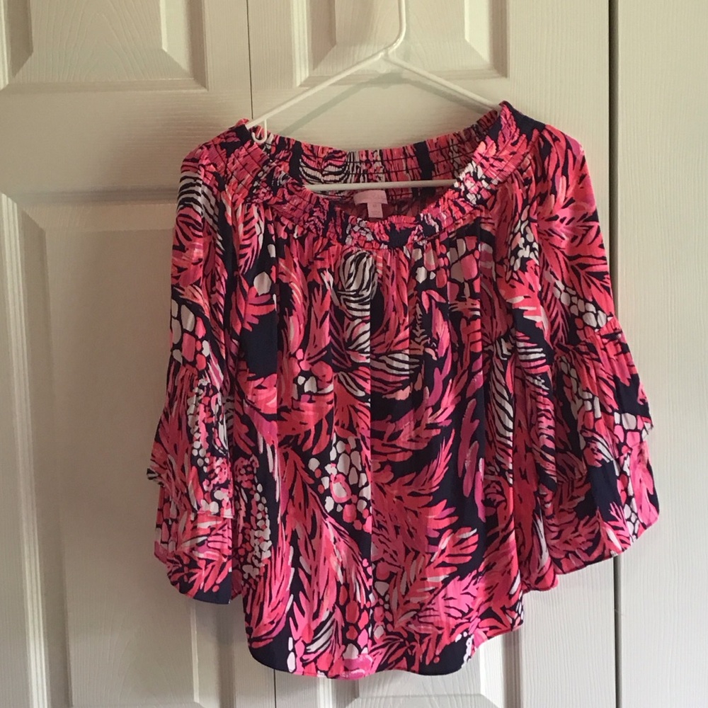 Lilly Pink Floral Off-Shoulder Women's Top